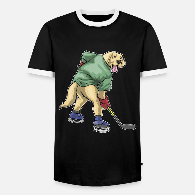 Labrador Eishockey Eishockeyschläger - Männer Kontrast-T-Shirt - Schwarz/Weiß