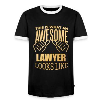 Lawyer - Men's Ringer Shirt - black/white - Front - AI Model Female 172 light (172cm) & AI Model Male 178 light (178cm)