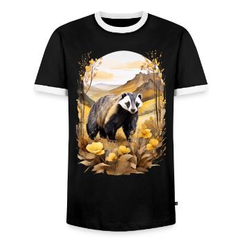 Blaireau à la montagne - T-shirt contrasté Homme - noir/blanc - Devant - AI Model Female 172 light (172cm) & AI Model Male 178 light (178cm)