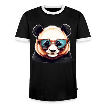 Casual panda head with sunglasses - Men's Ringer Shirt - black/white - Front - AI Model Female 172 light (172cm) & AI Model Male 178 light (178cm)