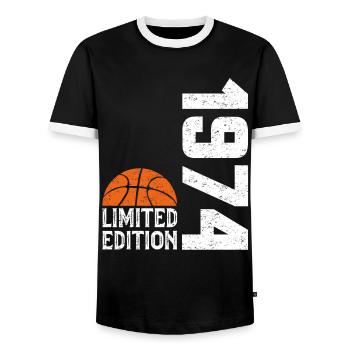 50e Anniversaire 1974 Édition Limitée Basketball - T-shirt contrasté Homme - noir/blanc - Devant - AI Model Female 172 light (172cm) & AI Model Male 178 light (178cm)