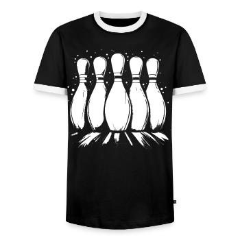 Quilles de bowling - T-shirt contrasté Homme - noir/blanc - Devant - AI Model Female 172 light (172cm) & AI Model Male 178 light (178cm)