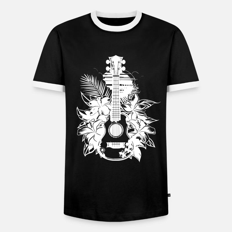 Ukulele-Comic - Männer Kontrast-T-Shirt - Schwarz/Weiß