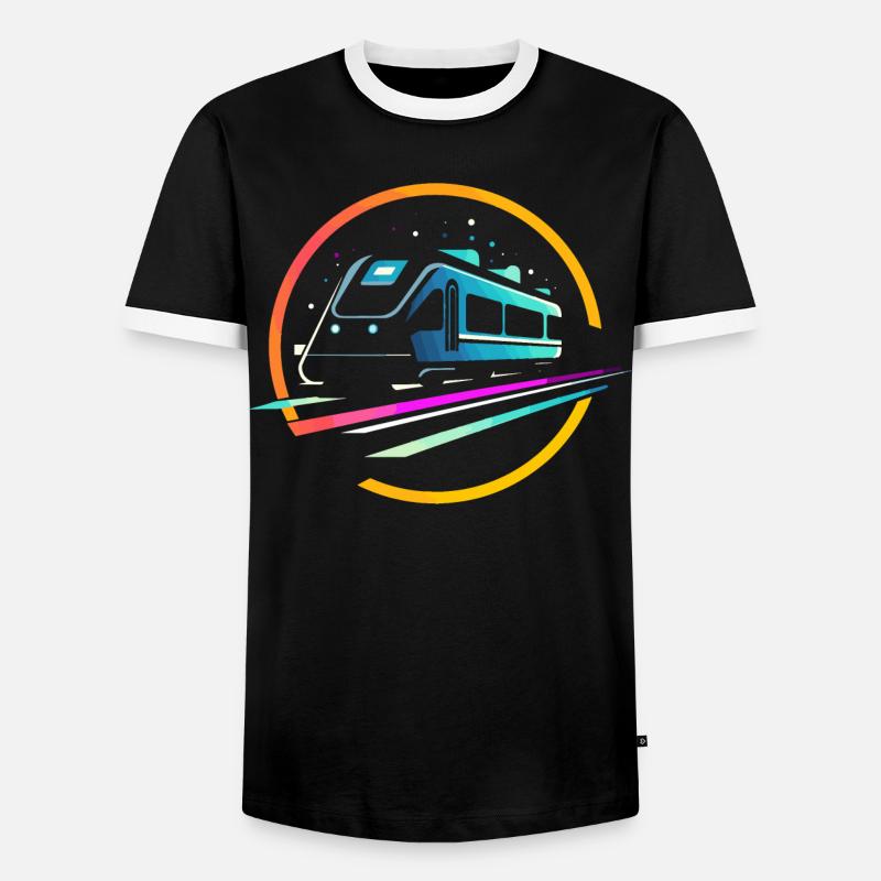 Train Comic - Men's Ringer Shirt - black/white
