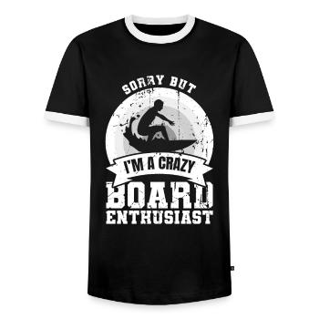 Blague sur le surfeur de vagues - T-shirt contrasté Homme - noir/blanc - Devant - AI Model Female 172 light (172cm) & AI Model Male 178 light (178cm)