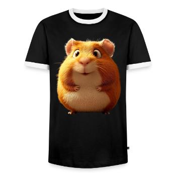 Cochon d’Inde Rongeurs Capybara Rongeur mignon - T-shirt contrasté Homme - noir/blanc - Devant - AI Model Female 172 light (172cm) & AI Model Male 178 light (178cm)