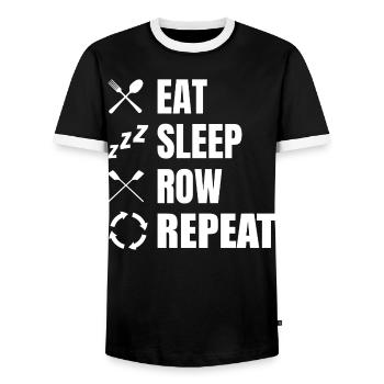 Eat Sleep Row Repeat - Männer Kontrast-T-Shirt - Schwarz/Weiß - Vorne - AI Model Female 172 light (172cm) & AI Model Male 178 light (178cm)