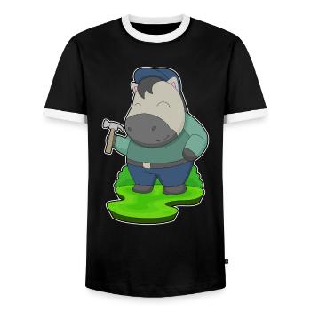 Pferd Handwerker Hammer Handwerk - Männer Kontrast-T-Shirt - Schwarz/Weiß - Vorne - AI Model Female 172 light (172cm) & AI Model Male 178 light (178cm)