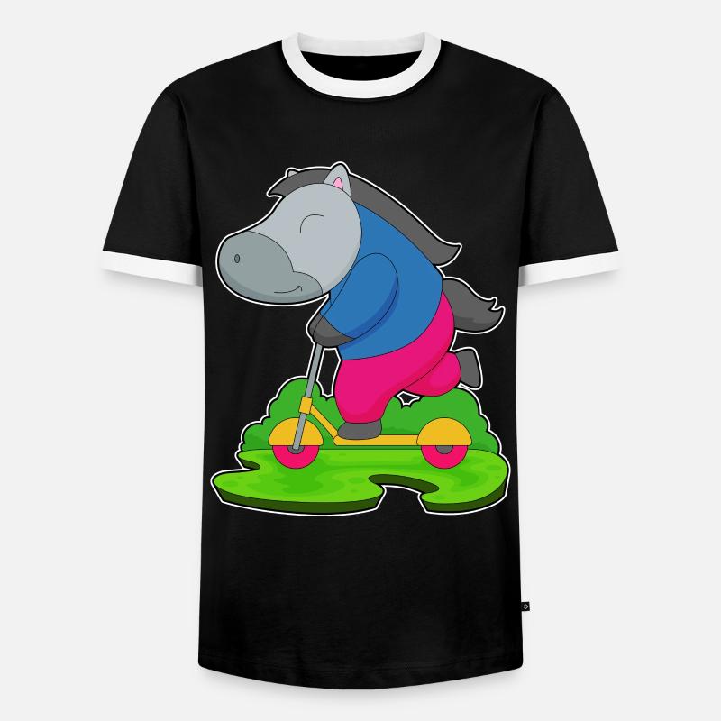 Pferd Roller - Männer Kontrast-T-Shirt - Schwarz/Weiß