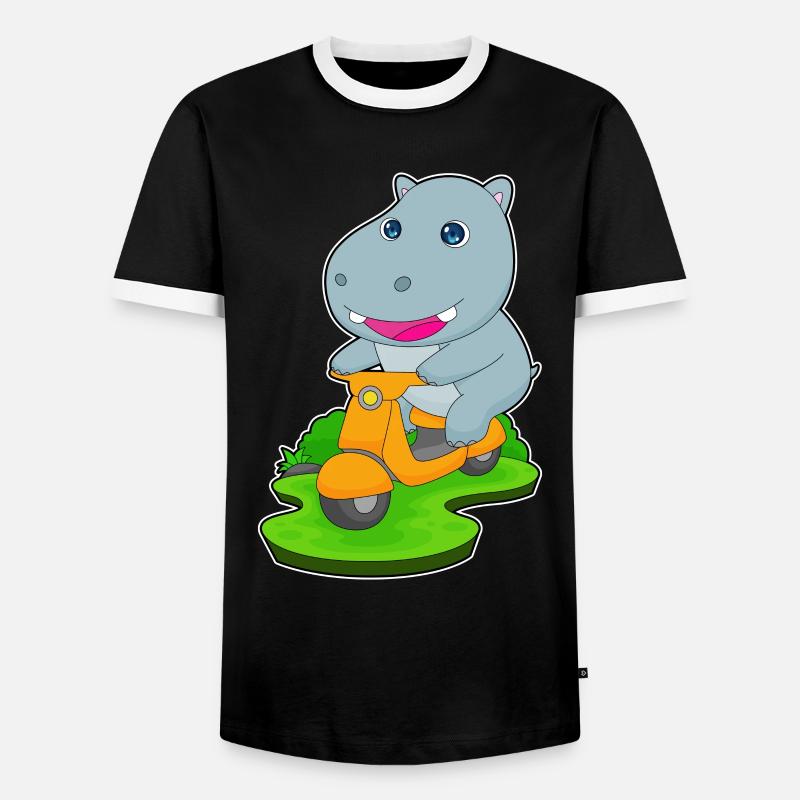 Hippo Scooter - Men's Ringer Shirt - black/white