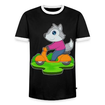 Wolf Motorroller - Männer Kontrast-T-Shirt - Schwarz/Weiß - Vorne - AI Model Female 172 light (172cm) & AI Model Male 178 light (178cm)
