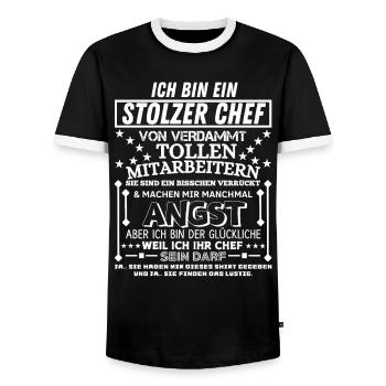 Fier patron drôle cadeau pour le bureau du directeur - T-shirt contrasté Homme - noir/blanc - Devant - AI Model Female 172 light (172cm) & AI Model Male 178 light (178cm)