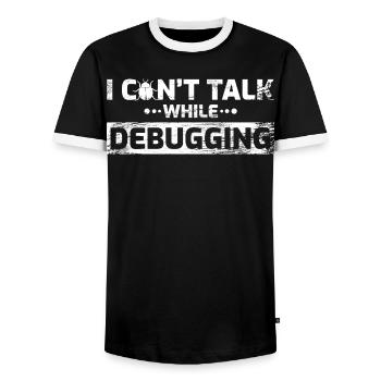 Software Developer Joke - Men's Ringer Shirt - black/white - Front - AI Model Female 172 light (172cm) & AI Model Male 178 light (178cm)