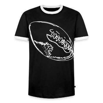Football Ball Drawing - Men's Ringer Shirt - black/white - Front - AI Model Female 172 light (172cm) & AI Model Male 178 light (178cm)