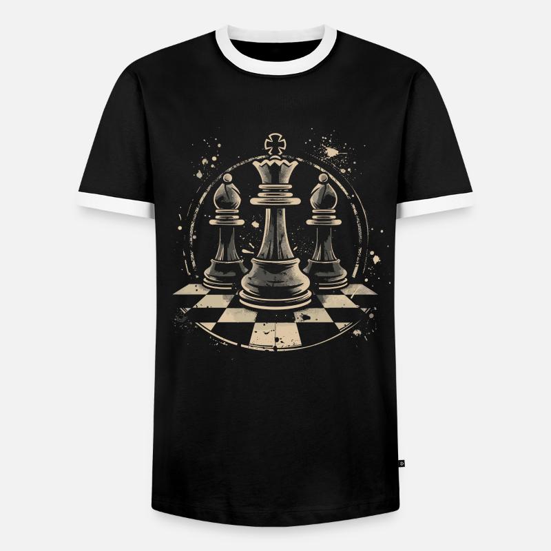 Chess Pieces Drawing - Men's Ringer Shirt - black/white