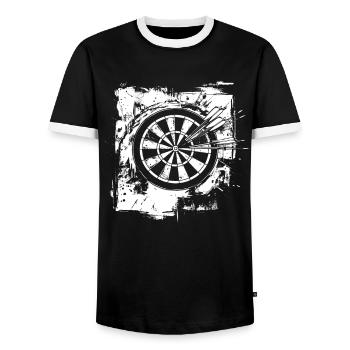 Funny dartboard - Men's Ringer Shirt - black/white - Front - AI Model Female 172 light (172cm) & AI Model Male 178 light (178cm)