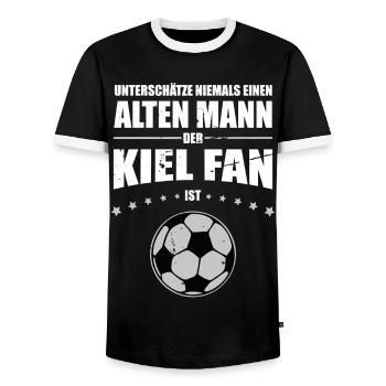 Alter Mann - Kiel Fan | Retro Vintage Design - Männer Kontrast-T-Shirt - Schwarz/Weiß - Vorne - AI Model Female 172 light (172cm) & AI Model Male 178 light (178cm)
