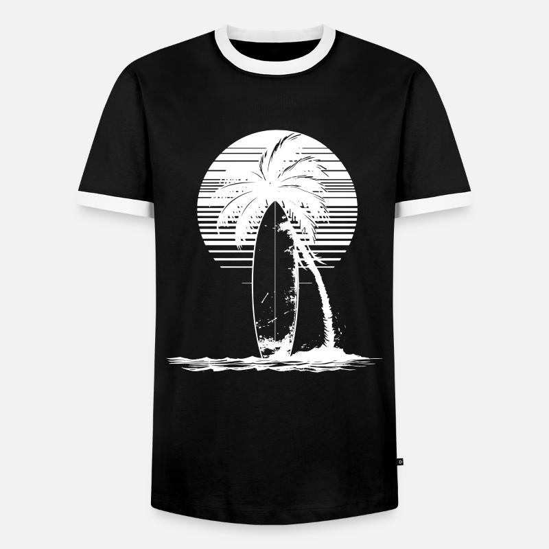 Surfboard Drawing - Men's Ringer Shirt - black/white
