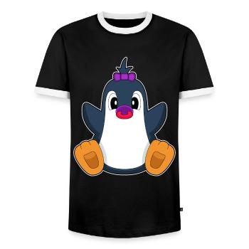 Penguin Baby Pacifier - Men's Ringer Shirt - black/white - Front - AI Model Female 172 light (172cm) & AI Model Male 178 light (178cm)