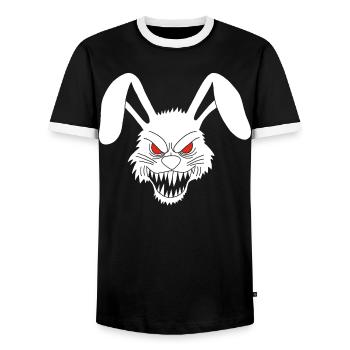 Lapin blanc démoniaque - T-shirt contrasté Homme - noir/blanc - Devant - AI Model Female 172 light (172cm) & AI Model Male 178 light (178cm)
