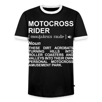 Motocross rider definition - Men's Ringer Shirt - black/white - Front - AI Model Female 172 light (172cm) & AI Model Male 178 light (178cm)