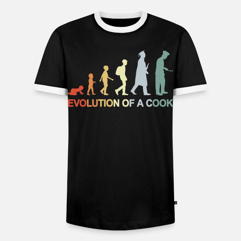 Evolution Of A Cook - Männer Kontrast-T-Shirt - Schwarz/Weiß