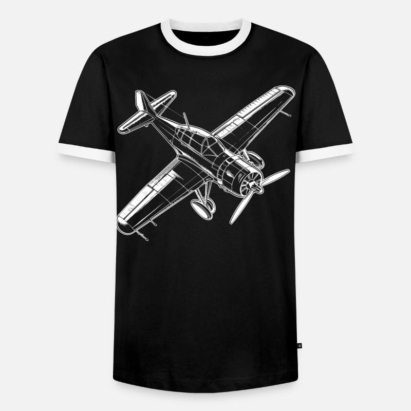 Propellerflugzeug - Männer Kontrast-T-Shirt - Schwarz/Weiß