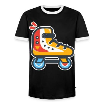 Rollschuhe Cartoon Look - Männer Kontrast-T-Shirt - Schwarz/Weiß - Vorne - AI Model Female 172 light (172cm) & AI Model Male 178 light (178cm)