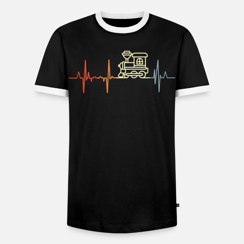 Railway heart palpitations - Men's Ringer Shirt - black/white