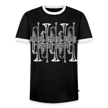 Trompete - Männer Kontrast-T-Shirt - Schwarz/Weiß - Vorne - AI Model Female 172 light (172cm) & AI Model Male 178 light (178cm)