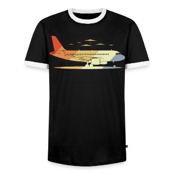 Flugzeug Zeichnung Vintage - Männer Kontrast-T-Shirt - Schwarz/Weiß - Vorne - AI Model Female 172 light (172cm) & AI Model Male 178 light (178cm)