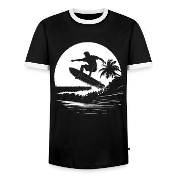 Surfer - Men's Ringer Shirt - black/white - Front - AI Model Female 172 light (172cm) & AI Model Male 178 light (178cm)