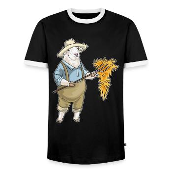 Schaf Landwirt Stroh Bauernhof - Männer Kontrast-T-Shirt - Schwarz/Weiß - Vorne - AI Model Female 172 light (172cm) & AI Model Male 178 light (178cm)