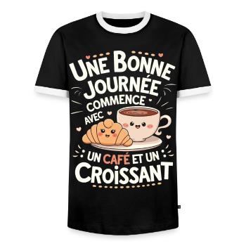 Café Humour Cadeau Pour les Amateurs de Café - T-shirt contrasté Homme - noir/blanc - Devant - AI Model Female 172 light (172cm) & AI Model Male 178 light (178cm)