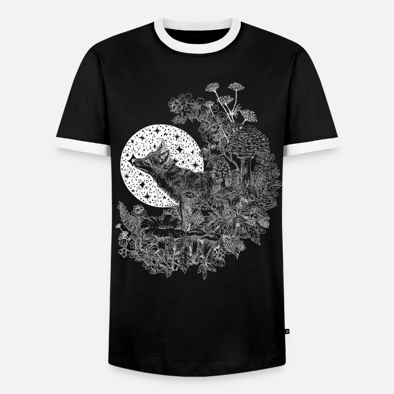 FOX & NIGHT SKY - Men's Ringer Shirt - black/white