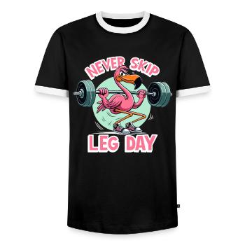 Leg Day Flamingo Beintraining witzig Gym Geschenk - Männer Kontrast-T-Shirt - Schwarz/Weiß - Vorne - AI Model Female 172 light (172cm) & AI Model Male 178 light (178cm)