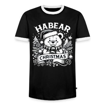 Habear Weihnachten Bär Schal süß Geschenk - Männer Kontrast-T-Shirt - Schwarz/Weiß - Vorne - AI Model Female 172 light (172cm) & AI Model Male 178 light (178cm)