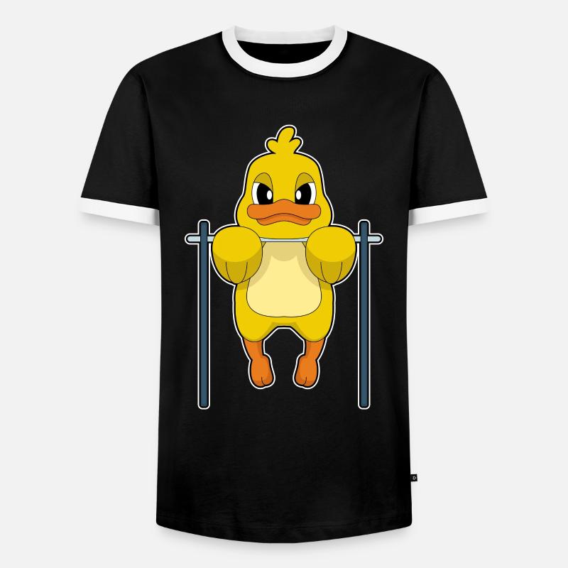 Duck Bodybuilder Pull-ups Bodybuilding - Men's Ringer Shirt - black/white