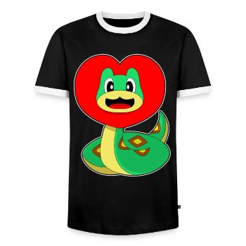 Cœur de serpent - T-shirt contrasté Homme - noir/blanc - Devant - AI Model Female 172 light (172cm) & AI Model Male 178 light (178cm)