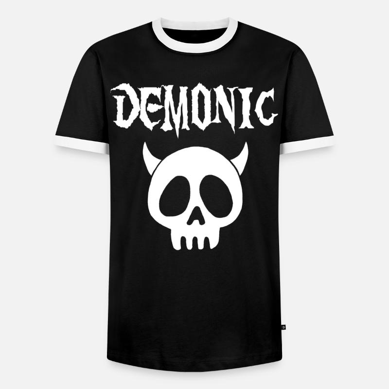 White Demonic Skull - Men's Ringer Shirt - black/white