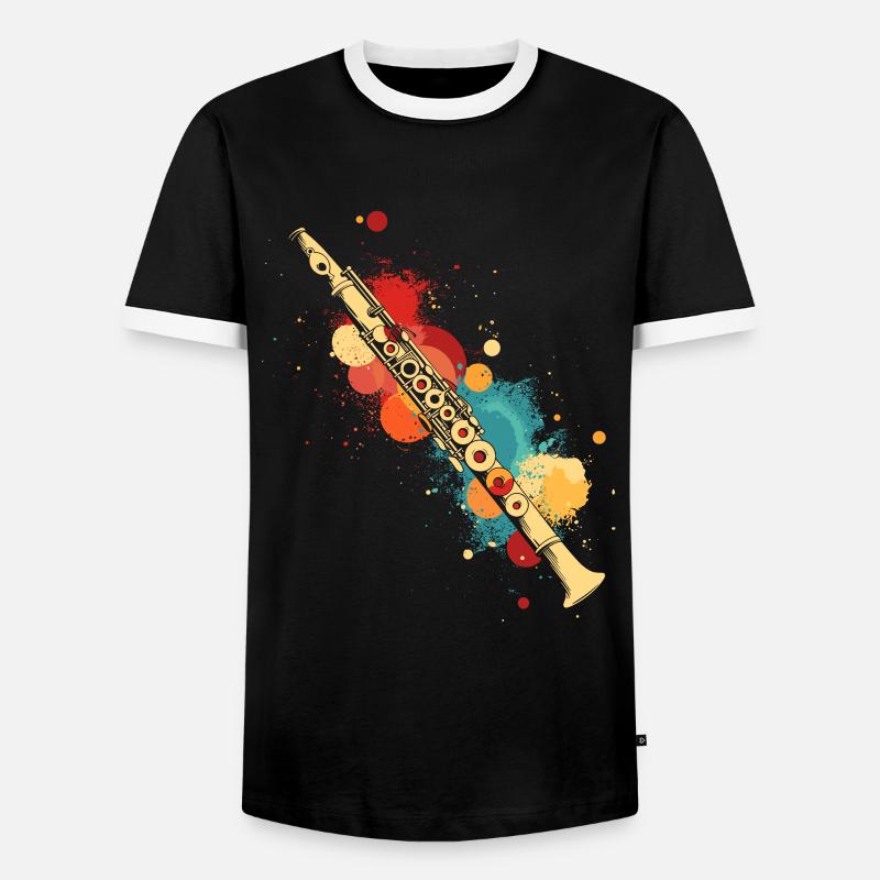 Flöte Farbklecks - Männer Kontrast-T-Shirt - Schwarz/Weiß