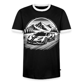 Silhouette Classic Car Retro Classic Car T-Shirt - Men's Ringer Shirt - black/white - Front - AI Model Female 172 light (172cm) & AI Model Male 178 light (178cm)