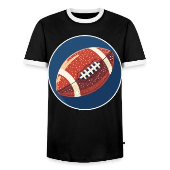 Football Graphics - Men's Ringer Shirt - black/white - Front - AI Model Female 172 light (172cm) & AI Model Male 178 light (178cm)