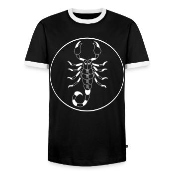Skorpion Sternzeichen (weiß) - Männer Kontrast-T-Shirt - Schwarz/Weiß - Vorne - AI Model Female 172 light (172cm) & AI Model Male 178 light (178cm)