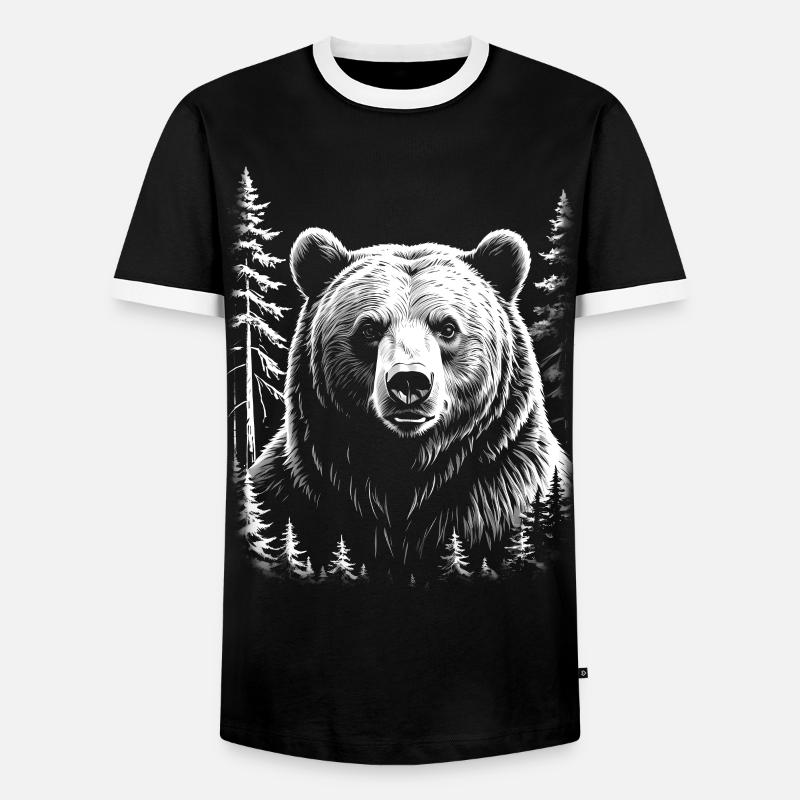 Bear, Forest - Men's Ringer Shirt - black/white