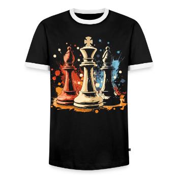 Schach Läufer und König Graffiti - Männer Kontrast-T-Shirt - Schwarz/Weiß - Vorne - AI Model Female 172 light (172cm) & AI Model Male 178 light (178cm)
