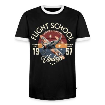 Flugschule Vintage Certified Pilot Flugzeug 1957 - Männer Kontrast-T-Shirt - Schwarz/Weiß - Vorne - AI Model Female 172 light (172cm) & AI Model Male 178 light (178cm)
