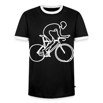 Cyclist Graphic - Men's Ringer Shirt - black/white - Front - AI Model Female 172 light (172cm) & AI Model Male 178 light (178cm)