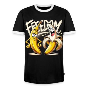 Cadeau banane liberté - T-shirt contrasté Homme - noir/blanc - Devant - AI Model Female 172 light (172cm) & AI Model Male 178 light (178cm)