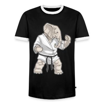 Elefant Karate Kampfsport - Männer Kontrast-T-Shirt - Schwarz/Weiß - Vorne - AI Model Female 172 light (172cm) & AI Model Male 178 light (178cm)